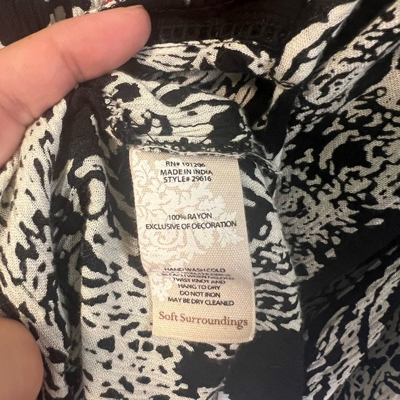 Soft Surroundings Black and White Blouse with Red Accents - Picture 9 of 9